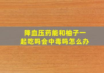 降血压药能和柚子一起吃吗会中毒吗怎么办