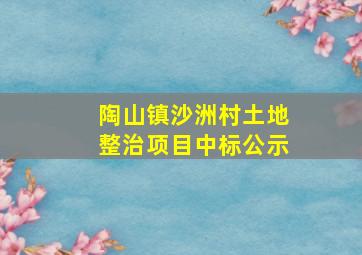 陶山镇沙洲村土地整治项目中标公示