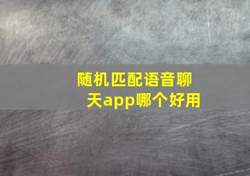 随机匹配语音聊天app哪个好用