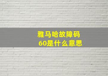 雅马哈故障码60是什么意思