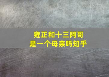 雍正和十三阿哥是一个母亲吗知乎