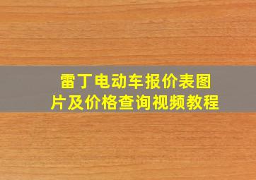 雷丁电动车报价表图片及价格查询视频教程