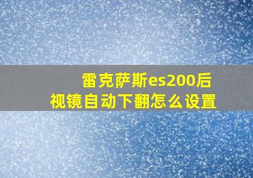 雷克萨斯es200后视镜自动下翻怎么设置