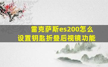 雷克萨斯es200怎么设置钥匙折叠后视镜功能