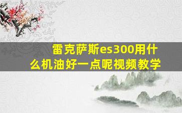 雷克萨斯es300用什么机油好一点呢视频教学