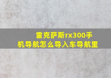 雷克萨斯rx300手机导航怎么导入车导航里