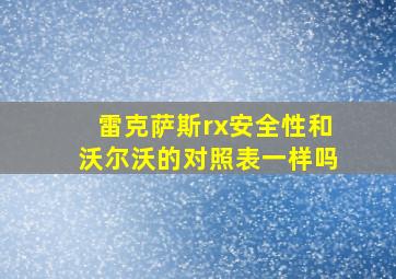 雷克萨斯rx安全性和沃尔沃的对照表一样吗