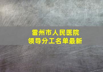 雷州市人民医院领导分工名单最新