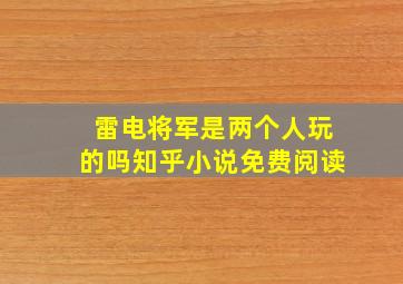 雷电将军是两个人玩的吗知乎小说免费阅读