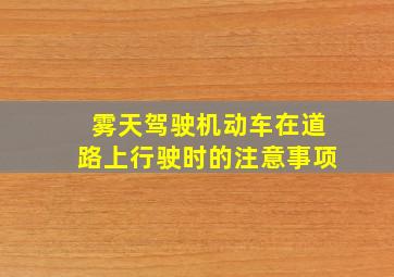 雾天驾驶机动车在道路上行驶时的注意事项