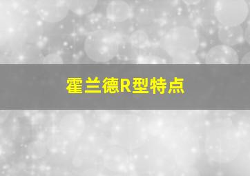 霍兰德R型特点