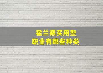 霍兰德实用型职业有哪些种类