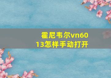 霍尼韦尔vn6013怎样手动打开