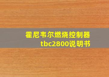 霍尼韦尔燃烧控制器tbc2800说明书