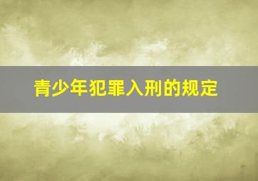 青少年犯罪入刑的规定