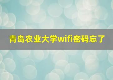 青岛农业大学wifi密码忘了