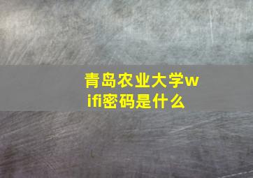 青岛农业大学wifi密码是什么