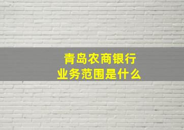 青岛农商银行业务范围是什么