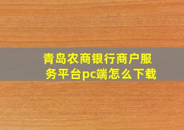 青岛农商银行商户服务平台pc端怎么下载