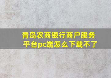 青岛农商银行商户服务平台pc端怎么下载不了