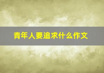 青年人要追求什么作文