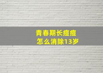 青春期长痘痘怎么消除13岁