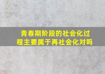 青春期阶段的社会化过程主要属于再社会化对吗