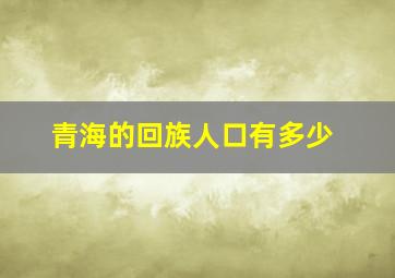 青海的回族人口有多少