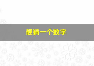 靓猜一个数字