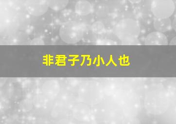 非君子乃小人也