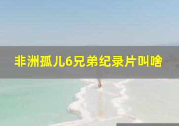 非洲孤儿6兄弟纪录片叫啥