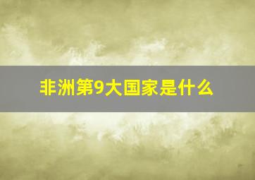 非洲第9大国家是什么