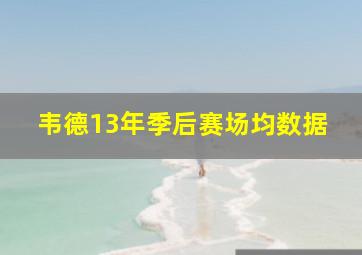 韦德13年季后赛场均数据