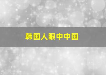 韩国人眼中中国