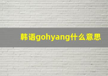 韩语gohyang什么意思