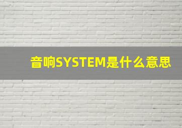 音响SYSTEM是什么意思