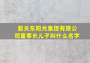 韶关东阳光集团有限公司董事长儿子叫什么名字