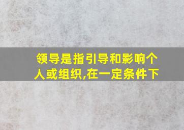 领导是指引导和影响个人或组织,在一定条件下