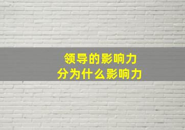 领导的影响力分为什么影响力