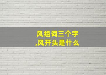 风组词三个字,风开头是什么