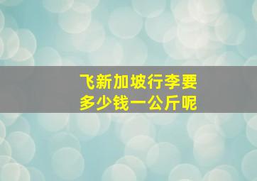 飞新加坡行李要多少钱一公斤呢