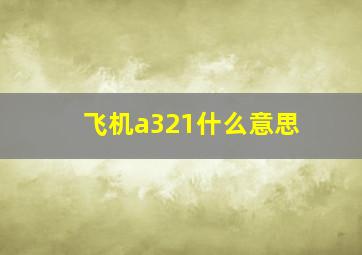 飞机a321什么意思