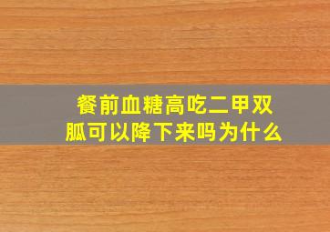 餐前血糖高吃二甲双胍可以降下来吗为什么