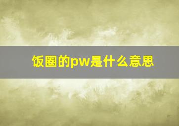 饭圈的pw是什么意思