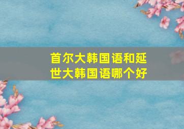 首尔大韩国语和延世大韩国语哪个好