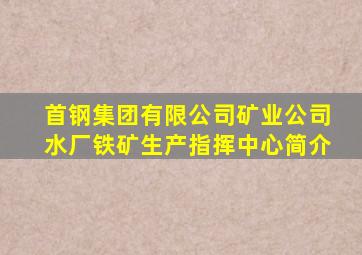 首钢集团有限公司矿业公司水厂铁矿生产指挥中心简介