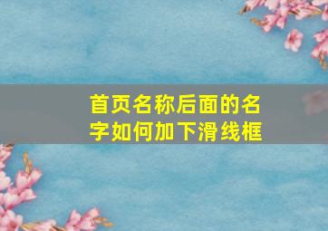 首页名称后面的名字如何加下滑线框