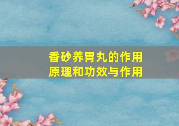 香砂养胃丸的作用原理和功效与作用