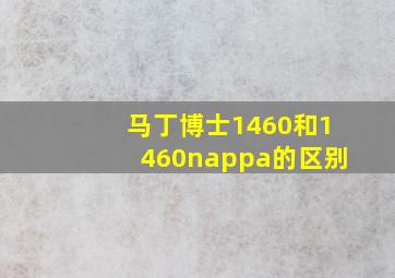 马丁博士1460和1460nappa的区别