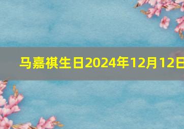 马嘉祺生日2024年12月12日